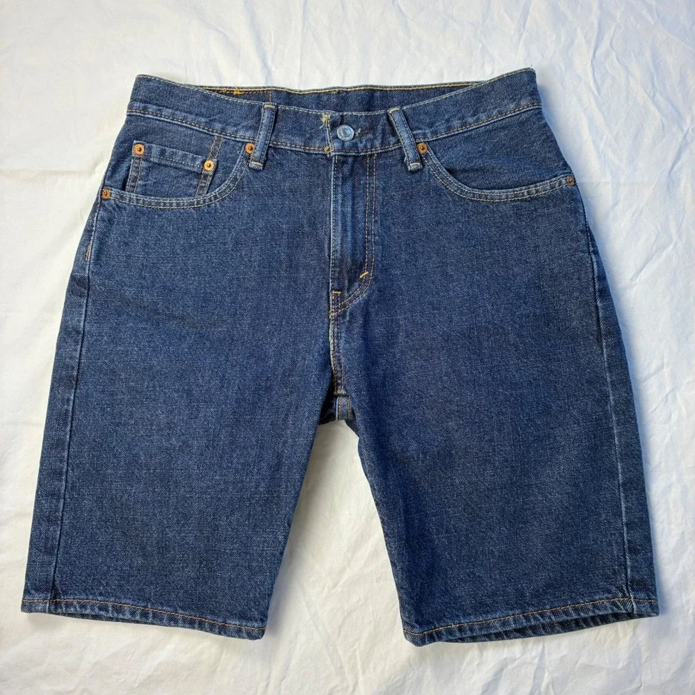 Levis 505 Regular Fit Denim Shorts Mens 30 Indigo Dark Wash Jorts 5-Pocket